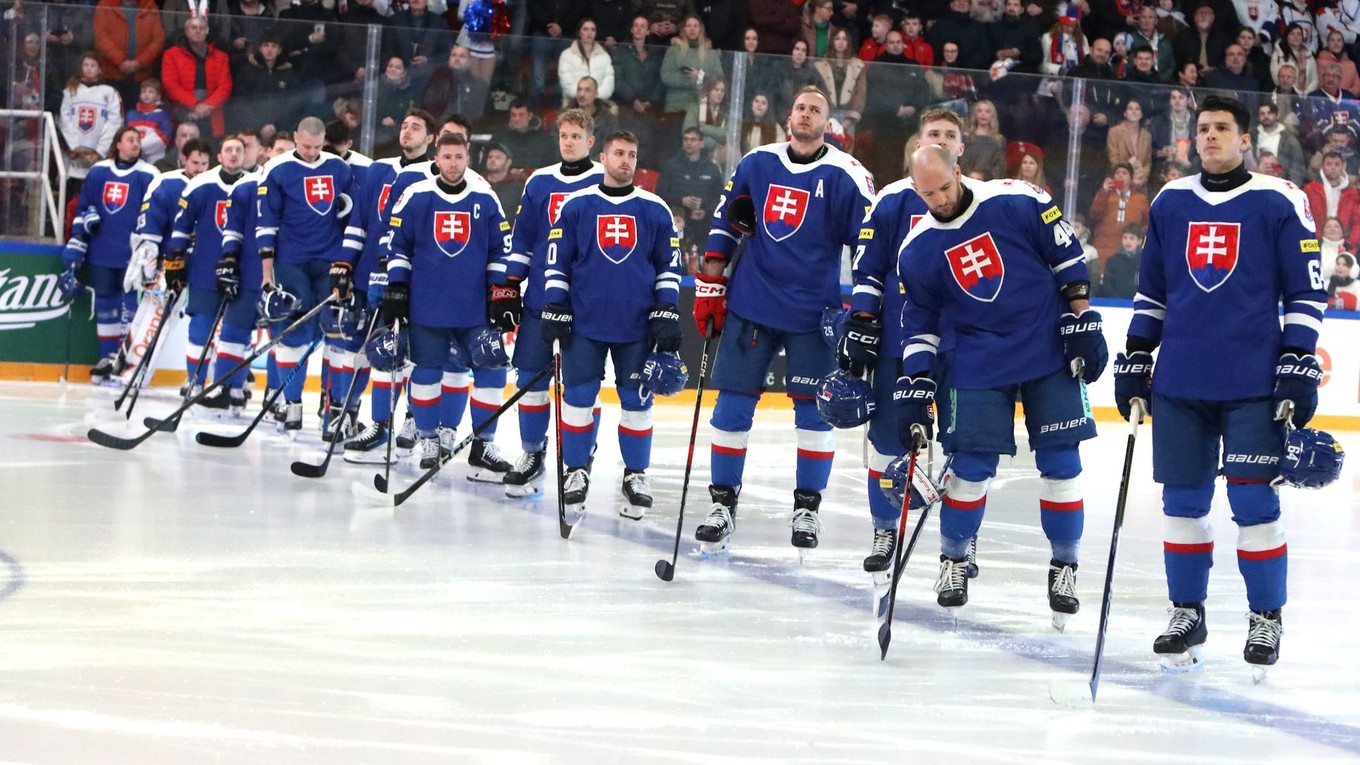 Na snímke slovenská hokejová reprezentácia.