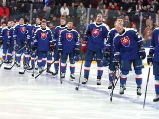 Na snímke slovenská hokejová reprezentácia.