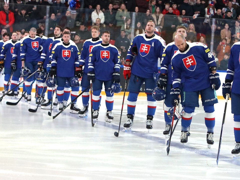 Na snímke slovenská hokejová reprezentácia.