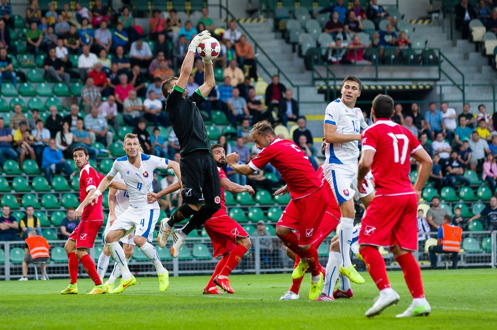 Snímka z prípravného zápasu SVK- Malta v Žiline (5.9.2014).