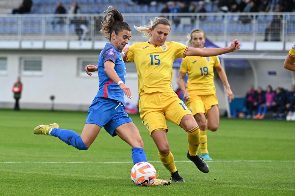Patrícia Hmírová v zápase Ligy národov 2023/24 proti Rumunsku 1:0 v Senci (31.10.2023).