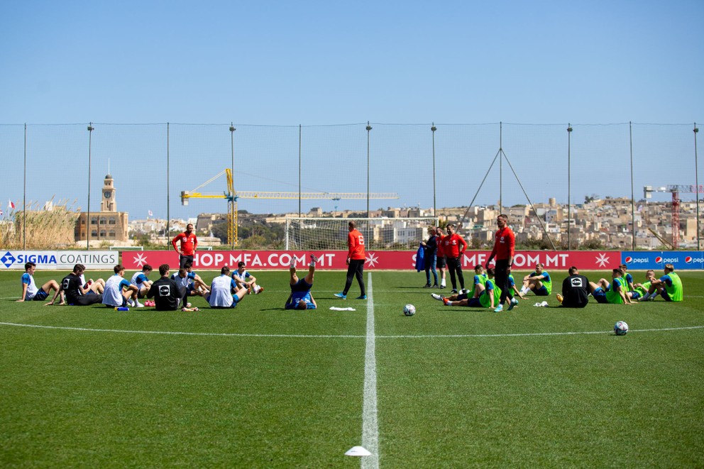 Tréning reprezentácie do 21 rokov na štadióne Tonyho Bezzinu v Paole pred prípravným stretnutím na Malte (24.3.2024)