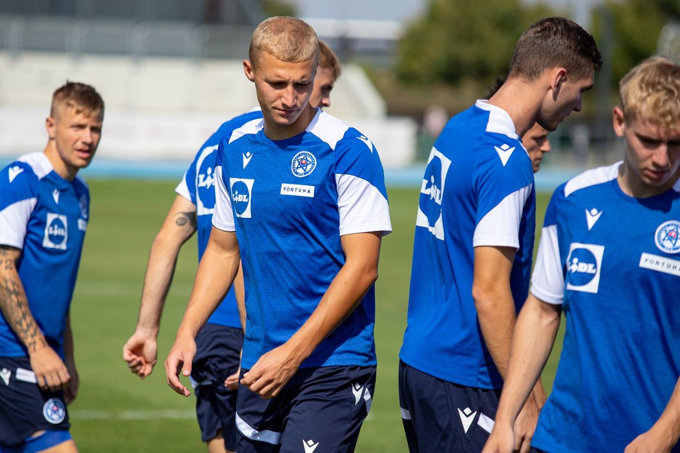 Jakub Jakubko na tréningu reprezentácie U21 v Šamoríne pred dvojzápasom s Maďarskom a Bieloruskom (4.9.2024)