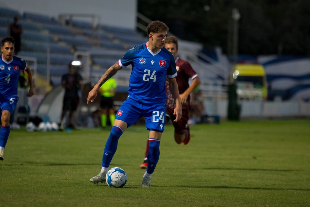 Branislav Spáčil (24) v prípravnom zápase Slovensko U21 – Bielorusko U21 v Dasaki Achnas na Cypre (10.9.2024)