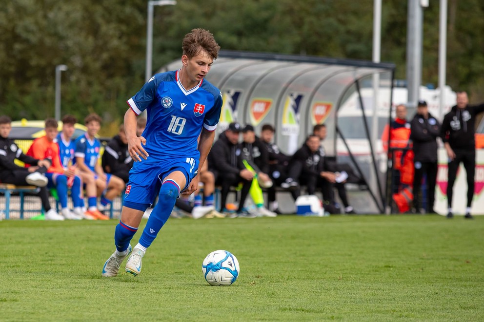 Patrik Priecel v prípravnom zápase Slovensko U18 – Maďarsko U18 v Dunajskej Strede (3.10.2024)