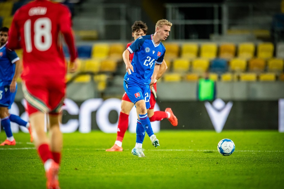 Tadeáš Hájovský v prípravnom zápase Slovensko 21 – Wales 21 v Dunajskej Strede (15.10.2024)