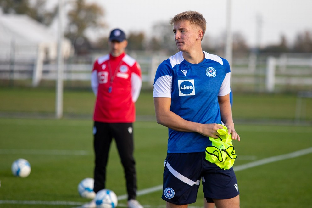 Adam Rajnoha na tréningu reprezentácie do 17 rokov v Šamoríne pred 1. fázou kvalifikácie ME 2025 (24.10.2024)