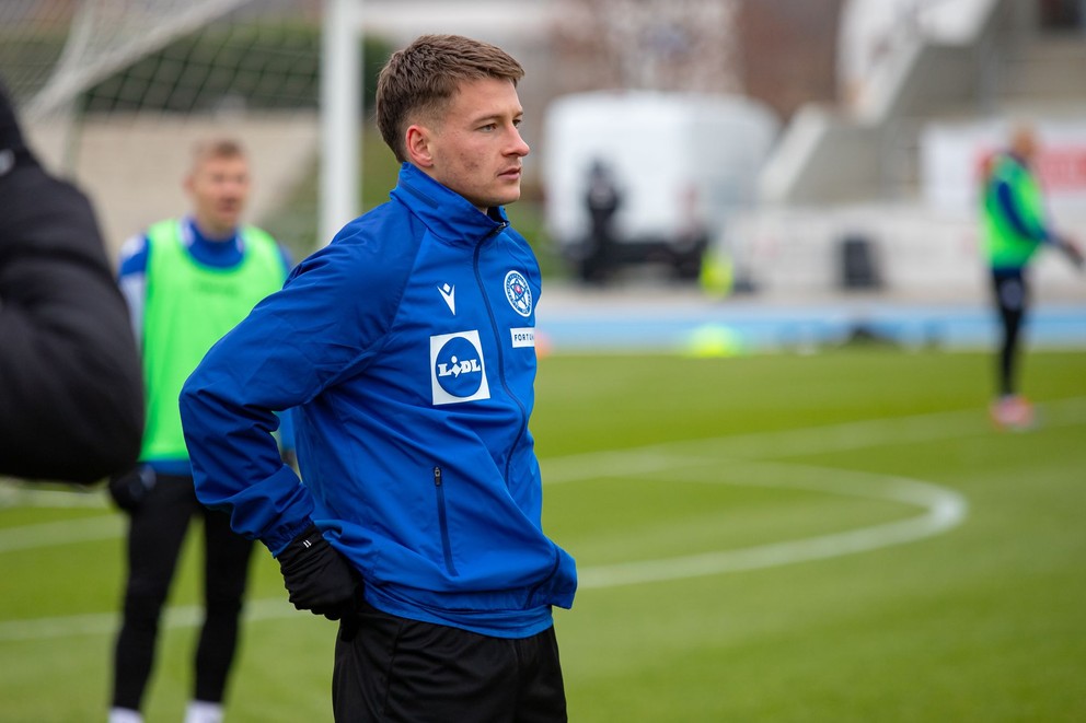 Adam Tučný na tréningu reprezentácie do 21 rokov v Šamoríne pred dvojzápasom s Holandskom a Portugalskom (13.11.2024)