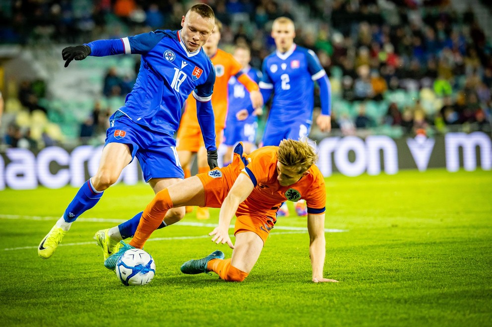 Na ilustračnej fotografii Nino Marcelli v zápase Slovensko 21 - Holandsko 21 3:3 (Žilina, 14.11.2024).