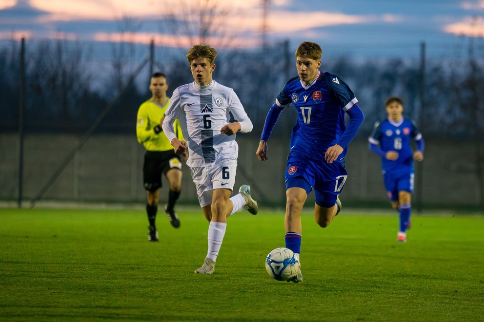 Žan Šešerko, Christián Hamšík v prípravnom zápase Slovensko U15 – Slovinsko U15 v Dunajskej Strede (26.10.2024)