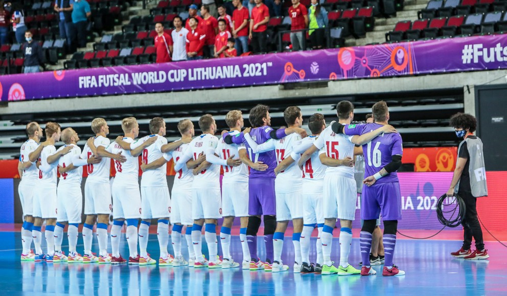 Futsalisti Česka na MS v Litve pred zápasom proti Paname.