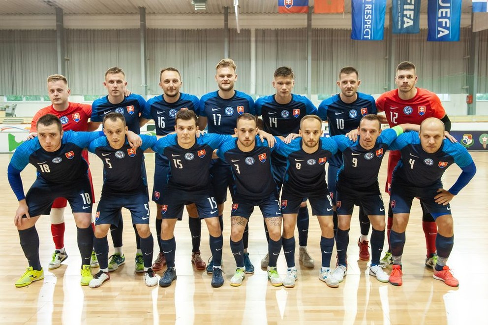 Slovenská futsalová reprezentácia pred zápasom USA vrámci Pre-World Cupu FUTSAL DAYS v Bratislave 5. septembra 2021.