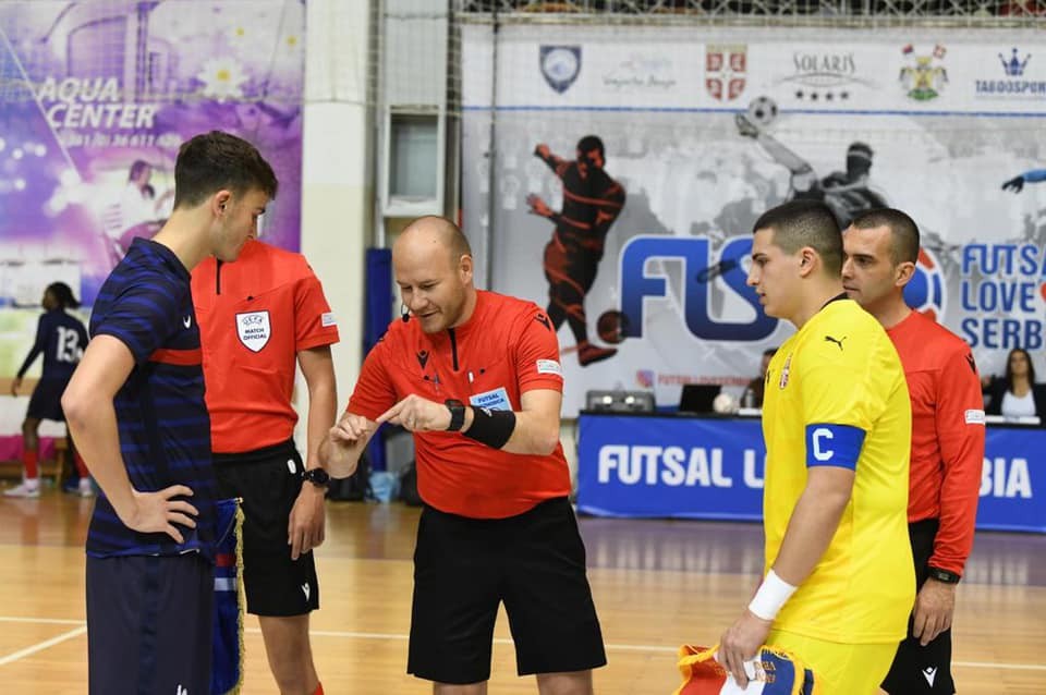 Michal Botka vo finále turnaja Futsal Love Serbia 2021 v športovej hale Vlade Divača v srbskej Vrnjačka Banje Srbsko U-19 vs Francúzsko U-19 6. novembra 2021.
