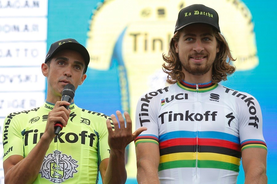 Contador (vľavo) a Sagan tvorili v Tinkoffe silnú dvojicu.