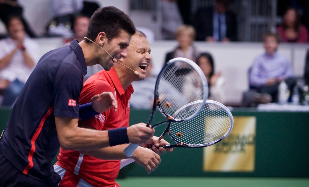Marián Vajda a Novak Djokovič na Tennis Classic v Bratislave v roku 2012.