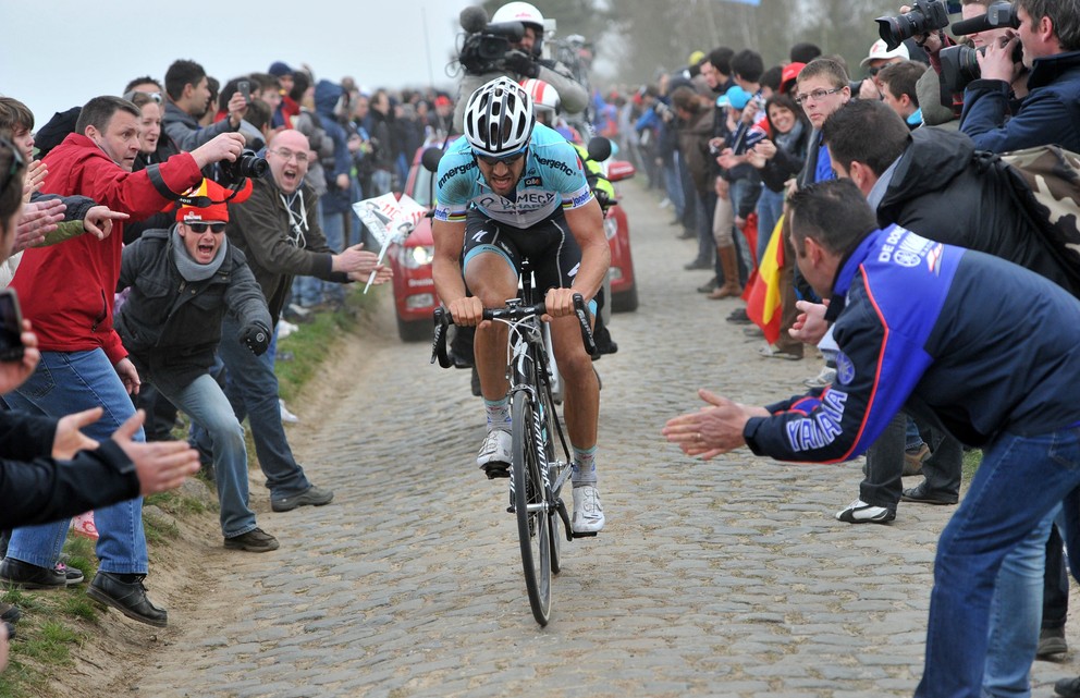 Belgický cyklista Tom Boonen počas pretekov Paríž - Roubaix.