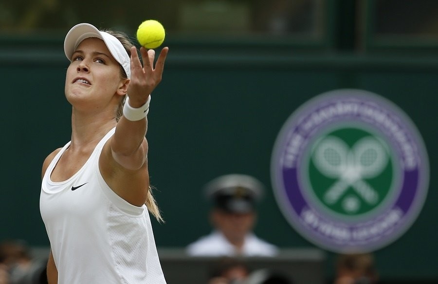 Eugenie Bouchardová počas finále Wimbledonu proti Petre Kvitovej.