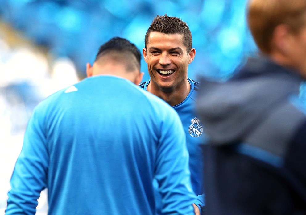 Cristiano Ronaldo mal na tréningu pred zápasom proti Manchestru City dobrú náladu.