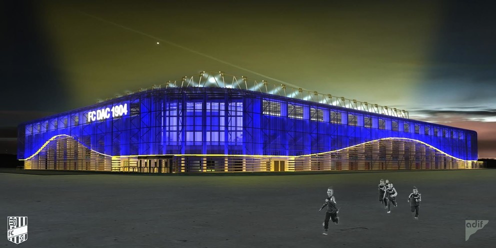 Vizualizácia nového štadióna v Dunajskej Strede.
