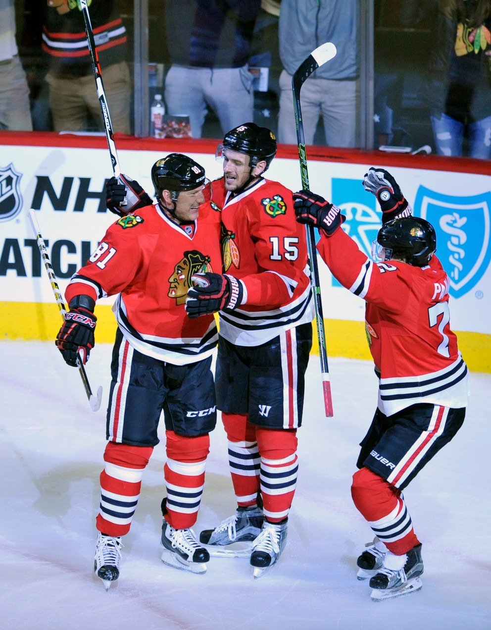 Marián Hossa (vľavo) v zápase proti Kings zažiaril.