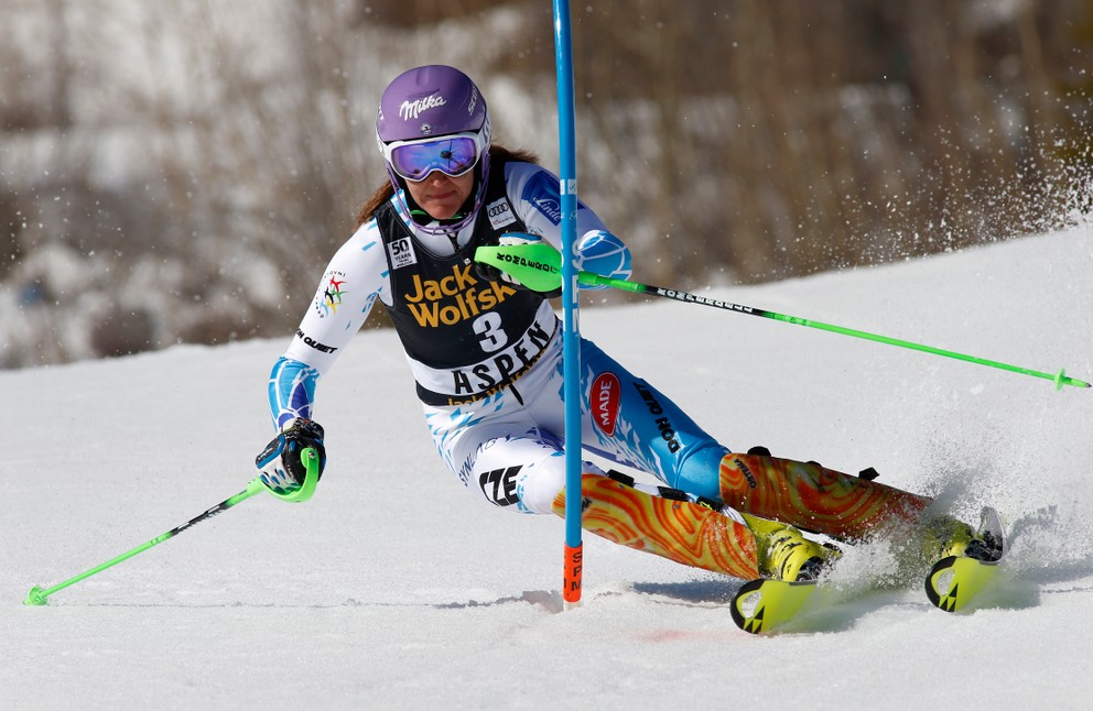 Češka Šárka Strachová v slalome v americkom Aspene.