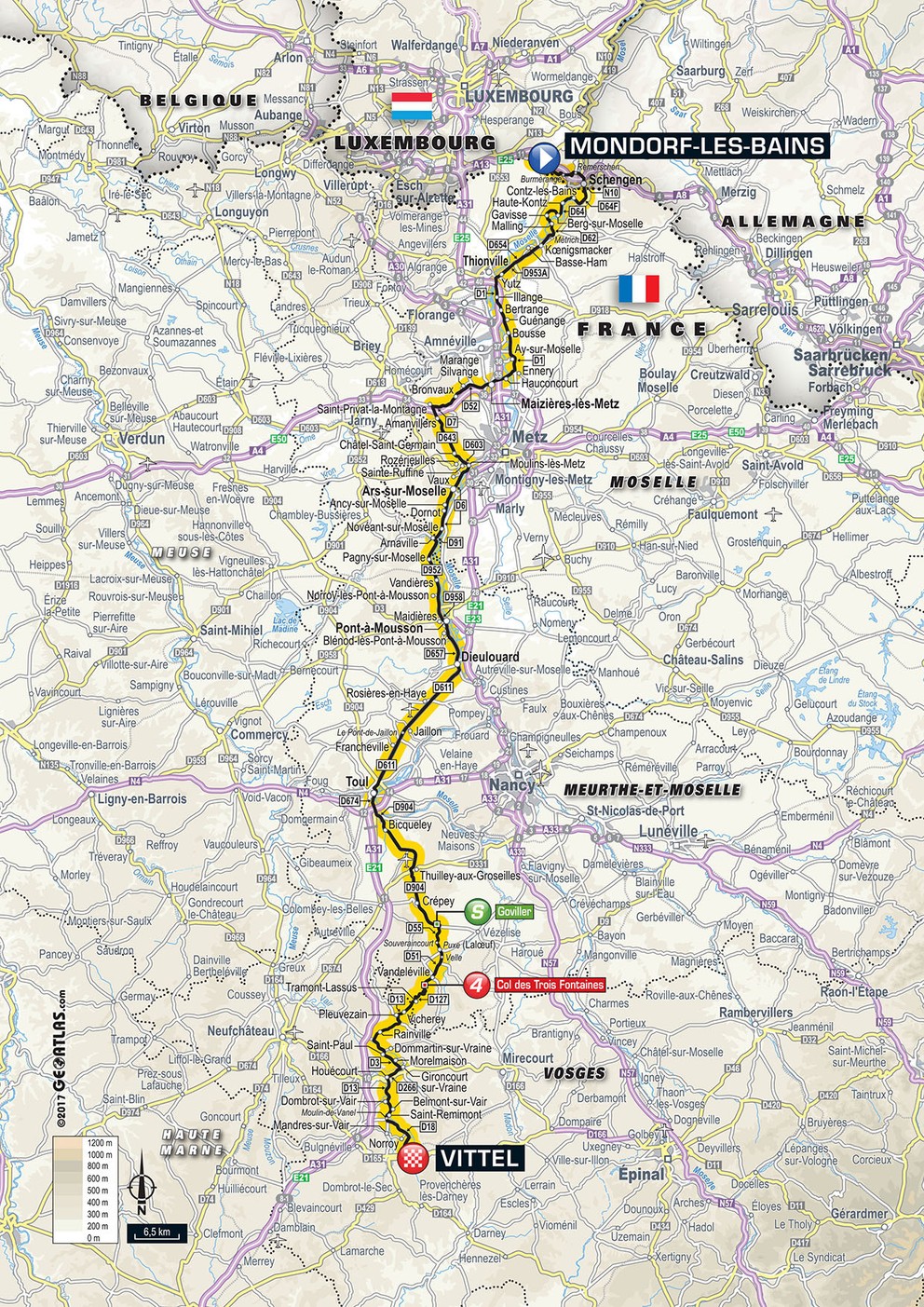 Mapa štvrtej etapy Tour de France 2017.