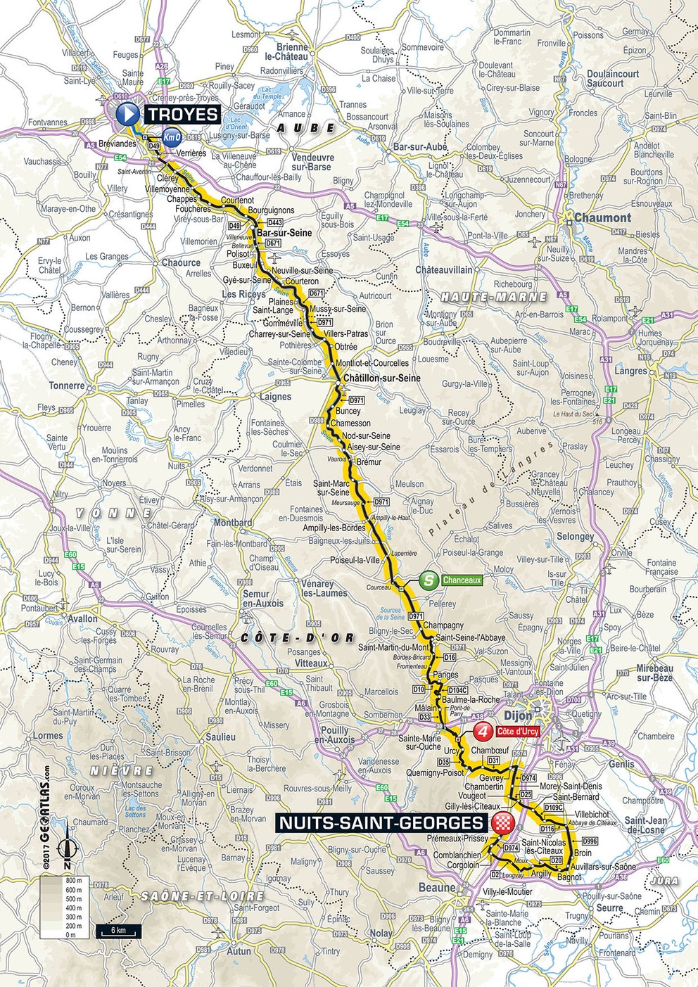 Mapa siedmej etapy Tour de France 2017.