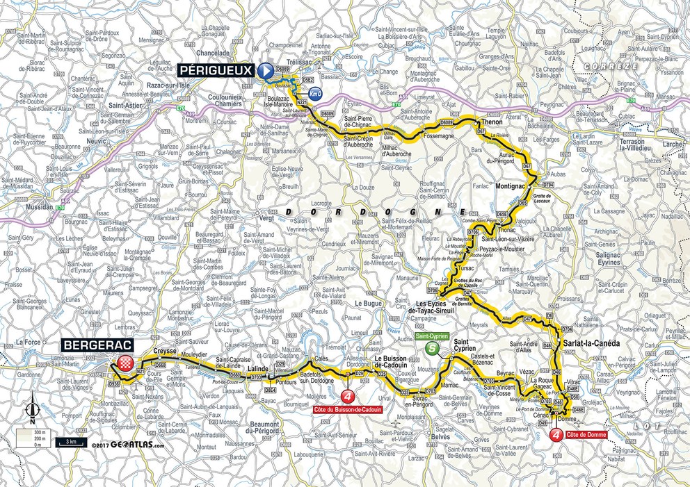 Mapa desiatej etapy Tour de France 2017.