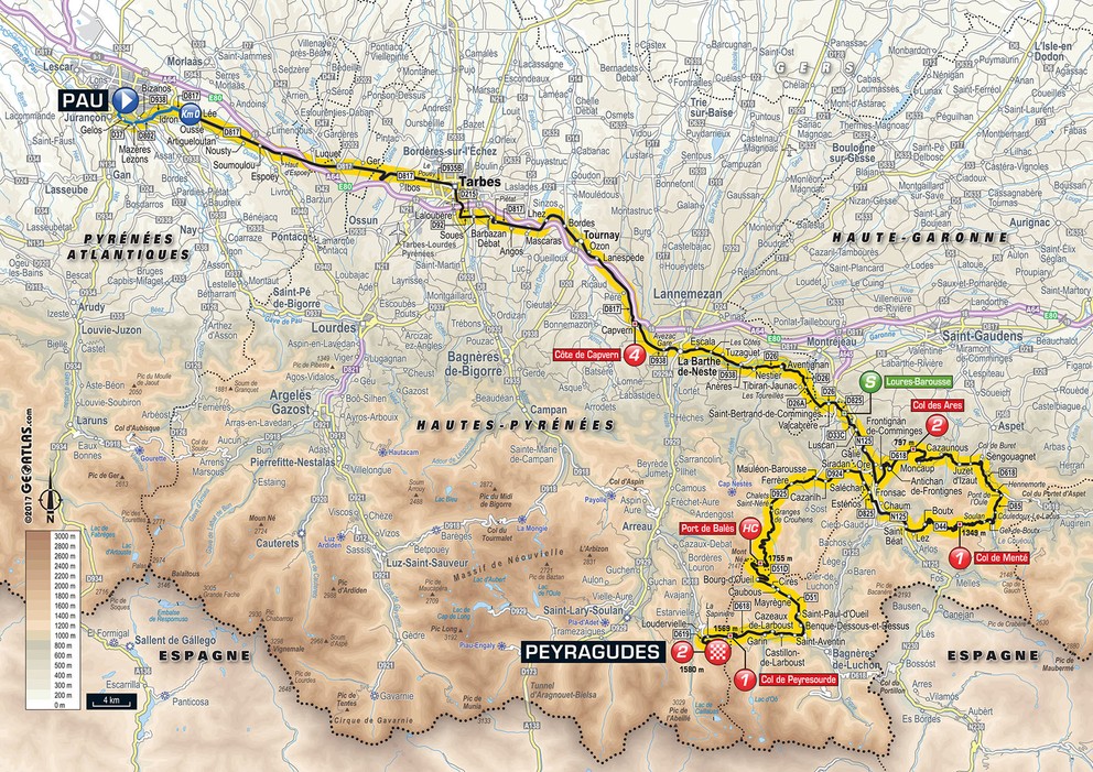 Mapa dvanástej etapy Tour de France 2017.
