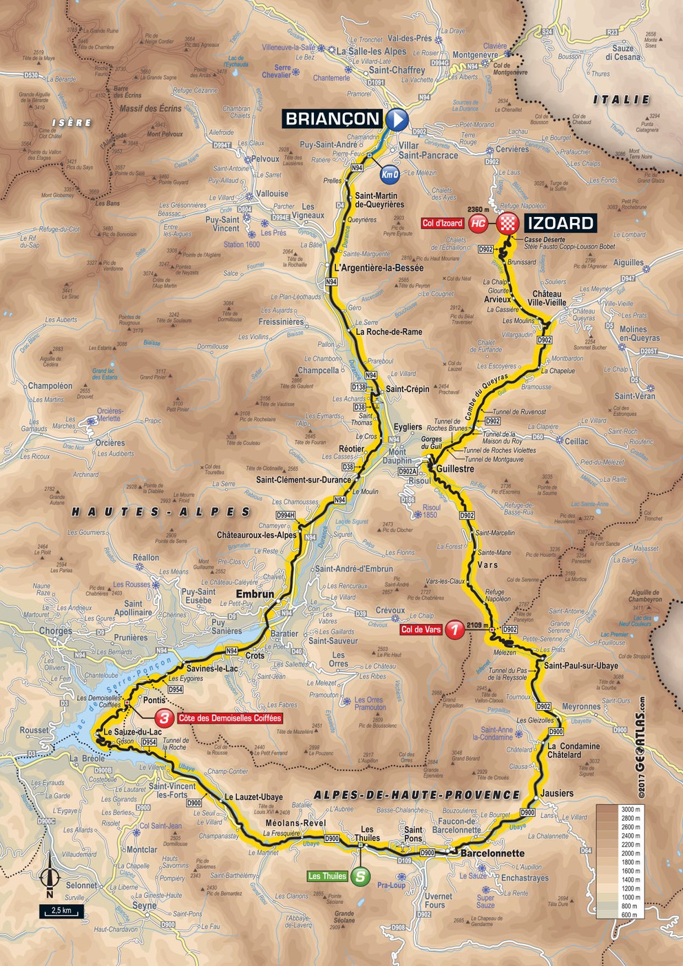 Mapa osemnástej etapy Tour de France 2017.