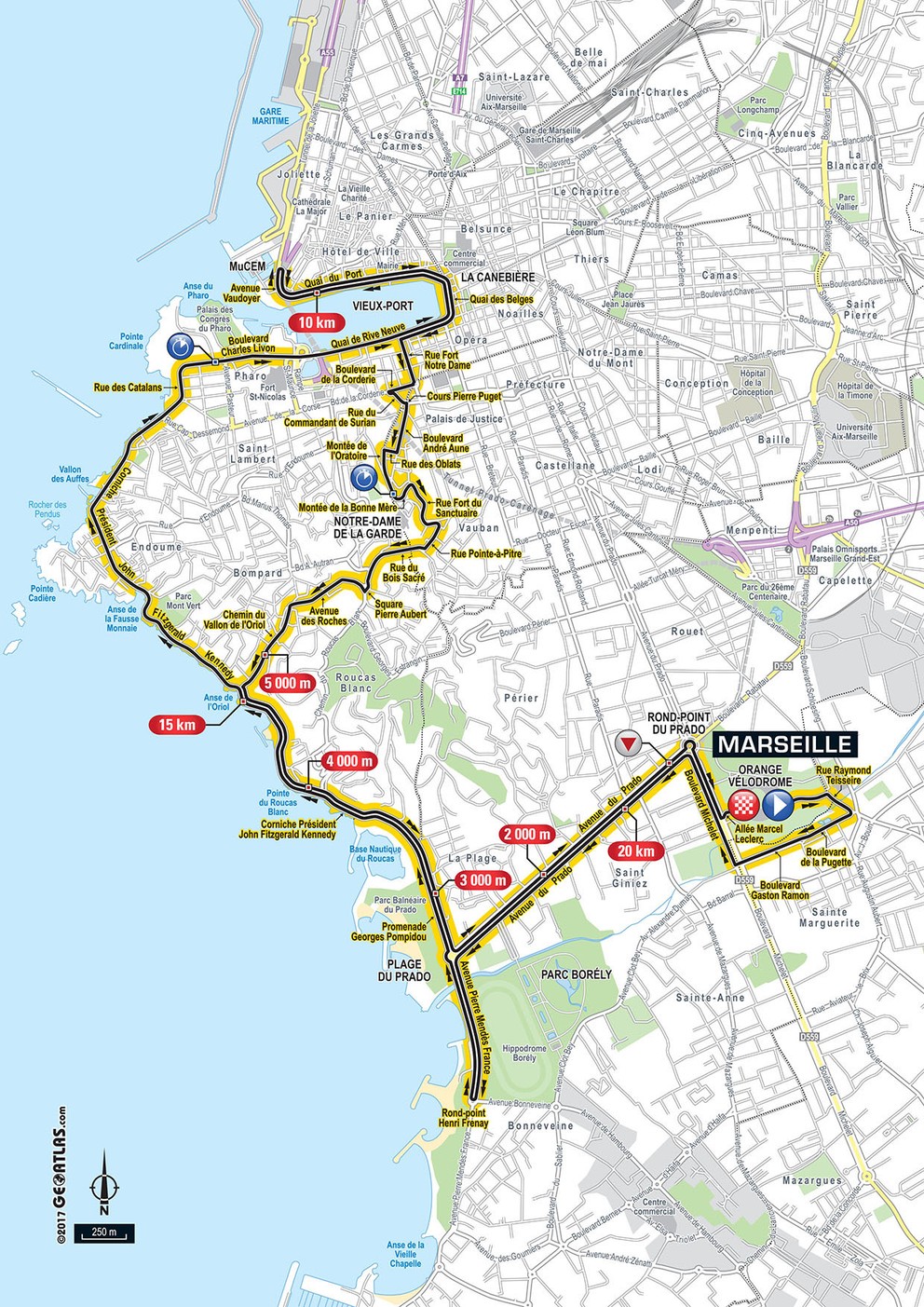 Mapa dvadsiatej etapy Tour de France 2017.