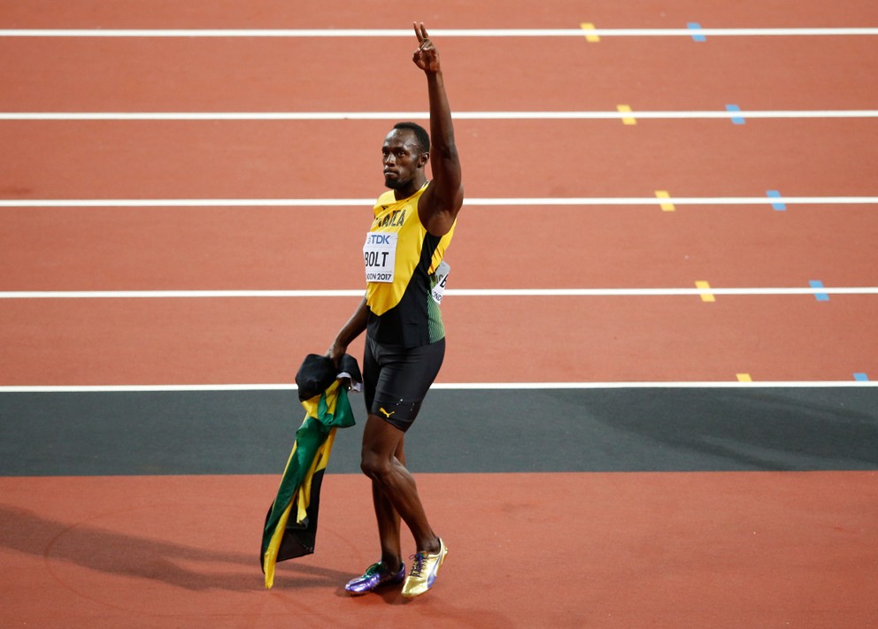 Usain Bolt sa lúči ziskom bronzovej medaily.