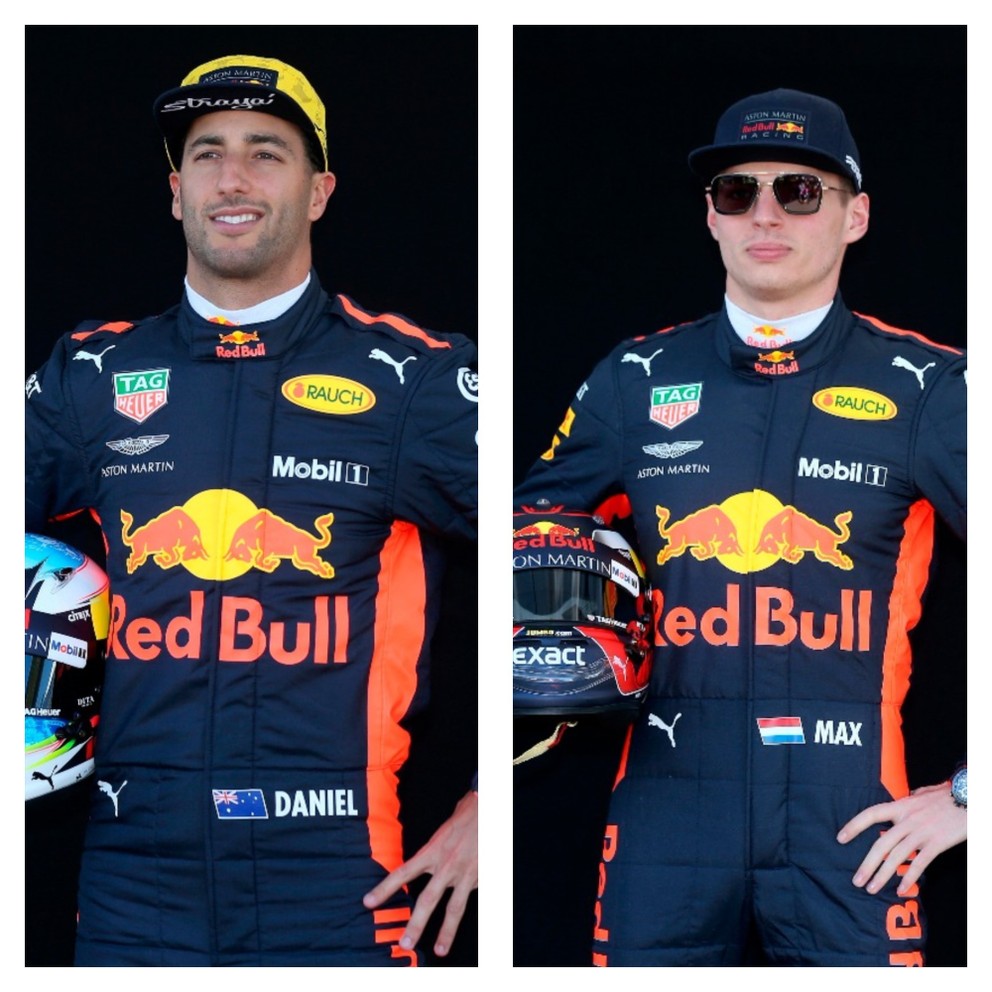 Holanďan Max Verstappen (vpravo) a Austrálčan Daniel Ricciardo.