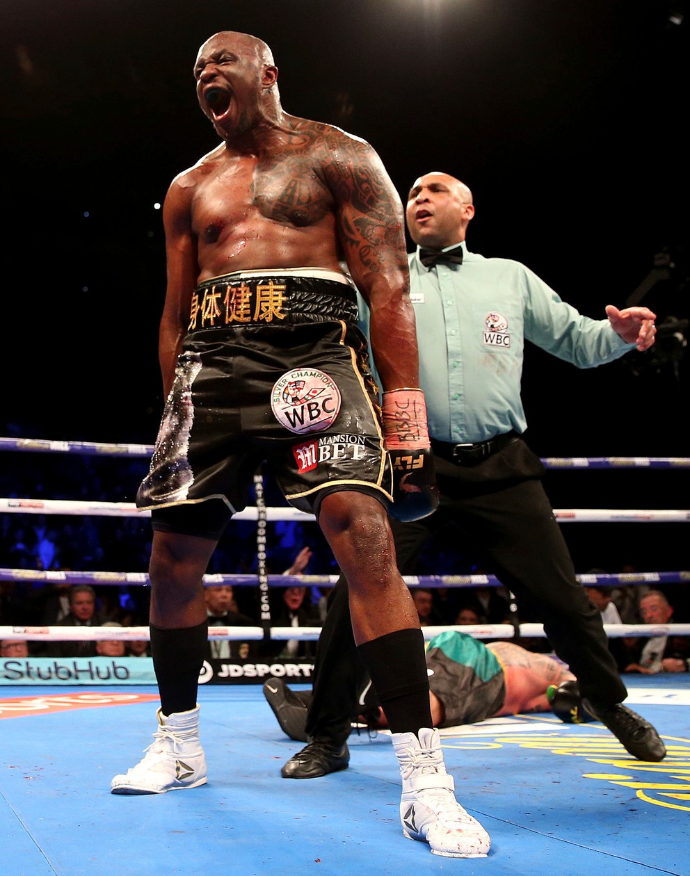 Dillian Whyte sa teší po víťazstve nad Lucasom Browneom.
