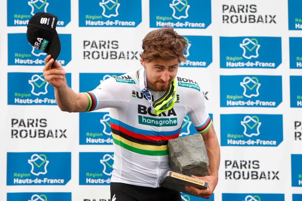 Peter Sagan po triumfe na Paríž - Roubaix 2018.