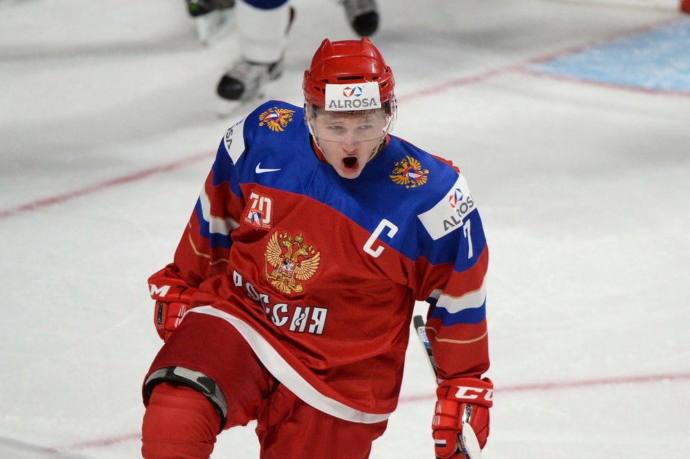 Ruský útočník Kirill Kaprizov v reprezentačnom drese.
