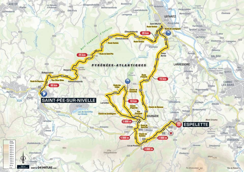 Mapa 20. etapy Tour de France 2018.