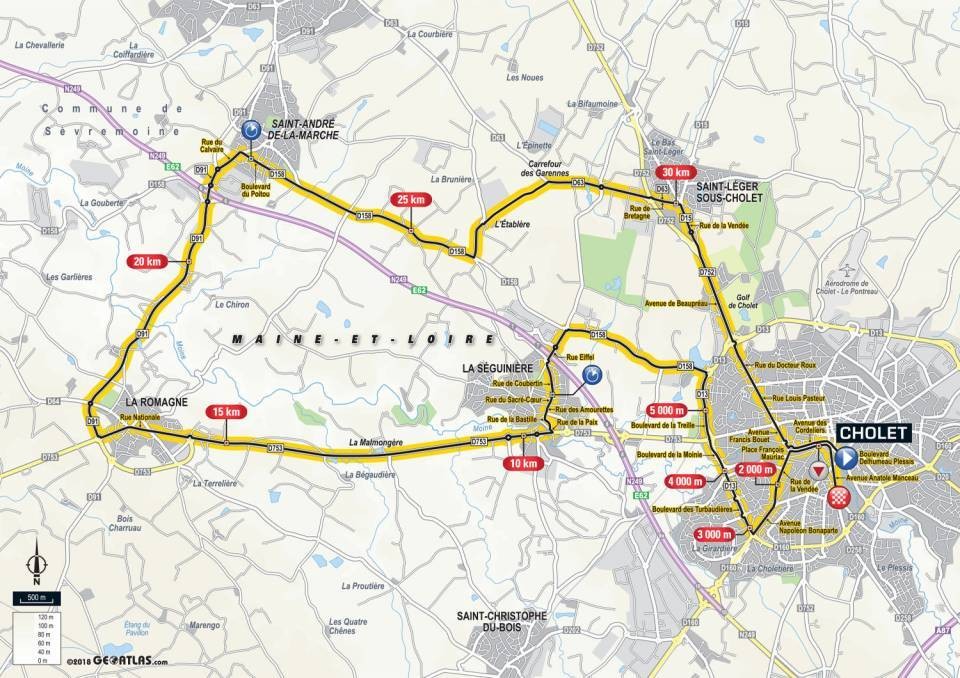 Mapa 3. etapy Tour de France 2018.