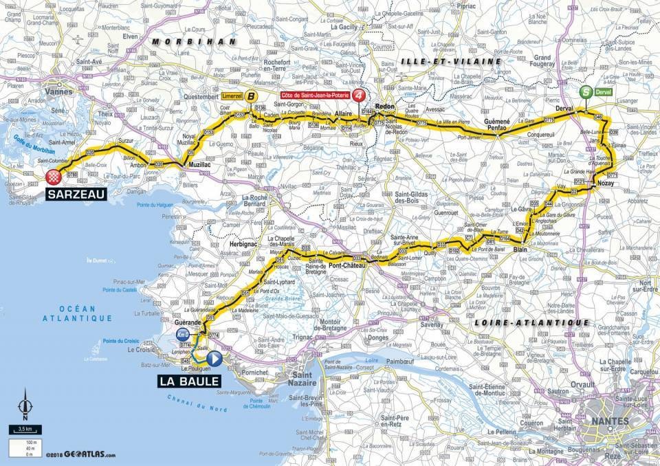 Mapa 4. etapy Tour de France 2018.