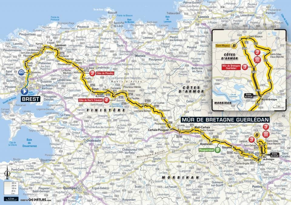 Mapa 6. etapy Tour de France 2018.