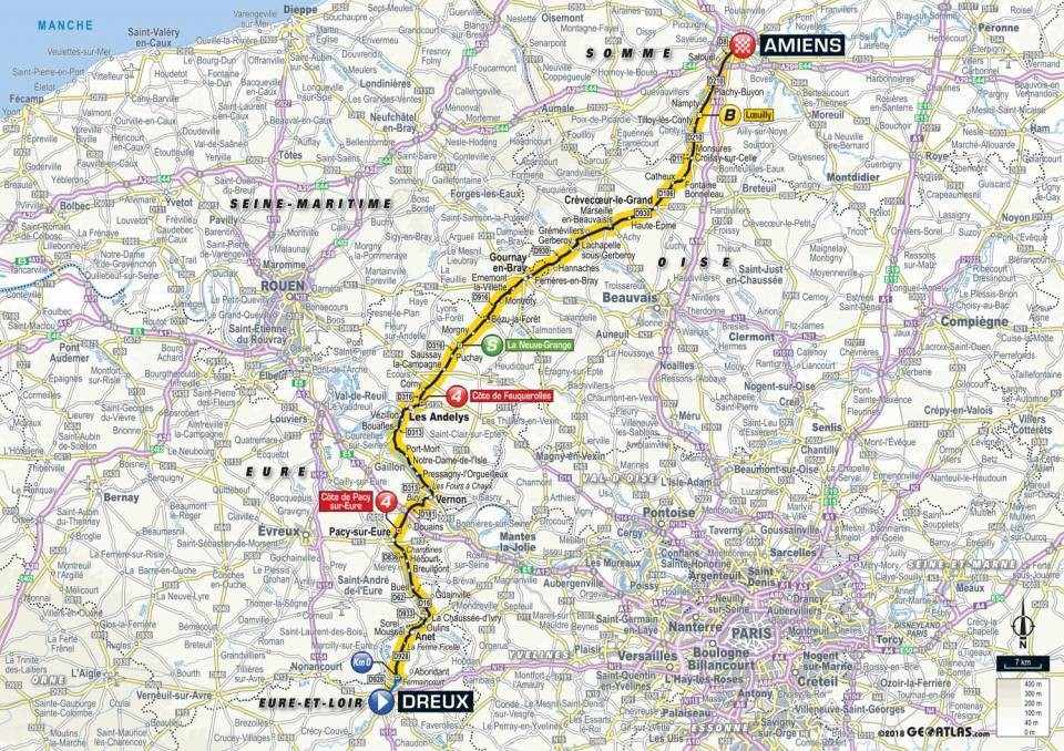 Mapa 8. etapy Tour de France 2018.