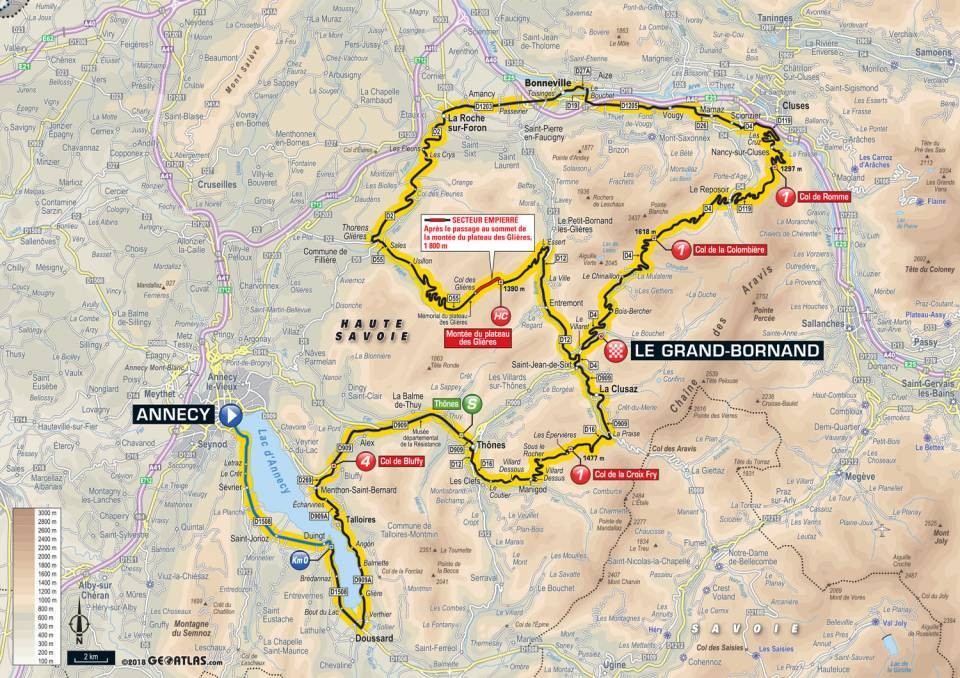 Mapa 10. etapy Tour de France 2018.