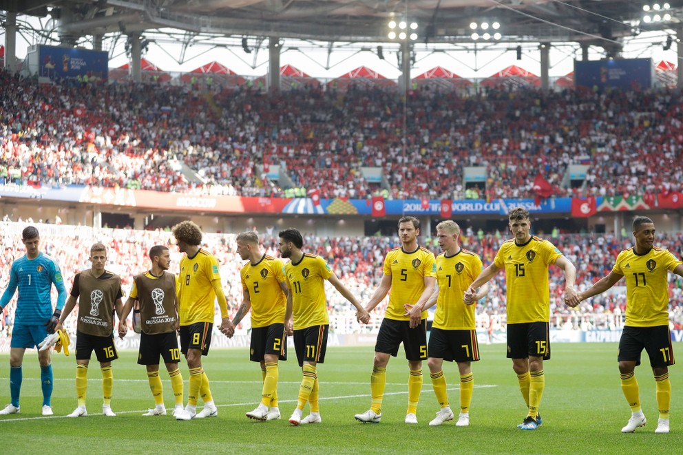 Futbalisti Belgicka oslavujú svoje druhé víťazstvo na šampionáte.