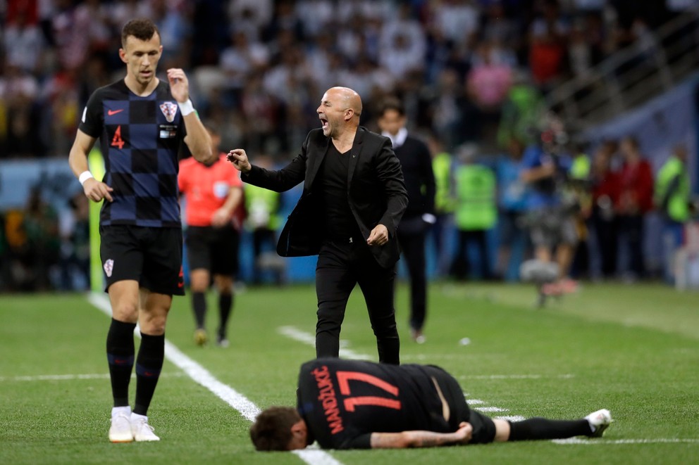 Tréner Argentíny Jorge Sampaoli počas zápasu so Srbskom.