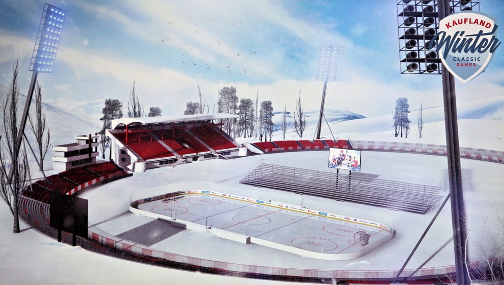 Vizualizácia hokeja pod otvoreným nebom na Štadióne SNP.