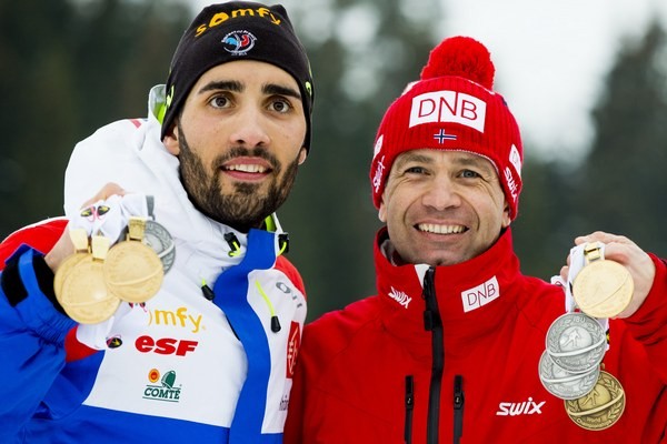 Martin Fourcade (vľavo) a Ole Einar Björndalen. 