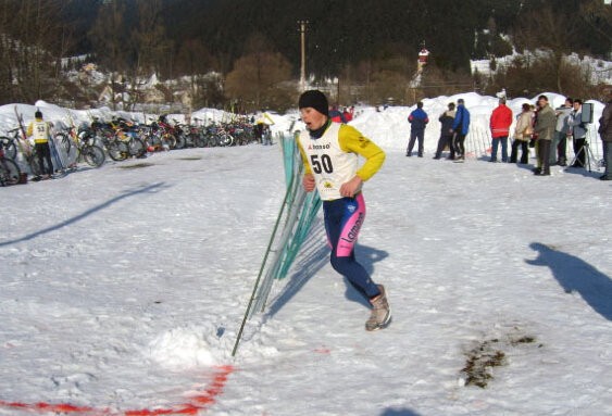 Peter Sagan v pretekoch Slovenského pohára v zimnom triatlone vo Vysokej nad kysucou vo februári 2006.  