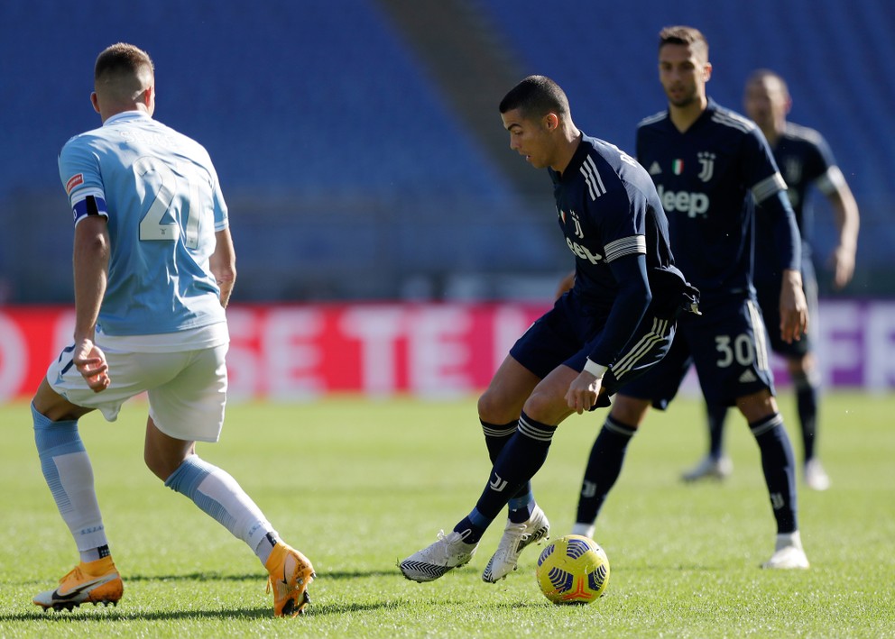 Cristiano Ronaldo v zápase proti rímskemu Laziu.