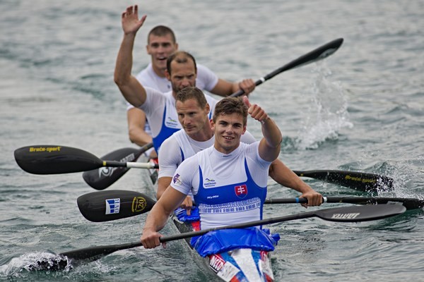 Strieborní medailisti z OH 2016 v Riu de Janeiro - Denis Myšák, Erik Vlček, Juraj Tarr a Tibor Linka.