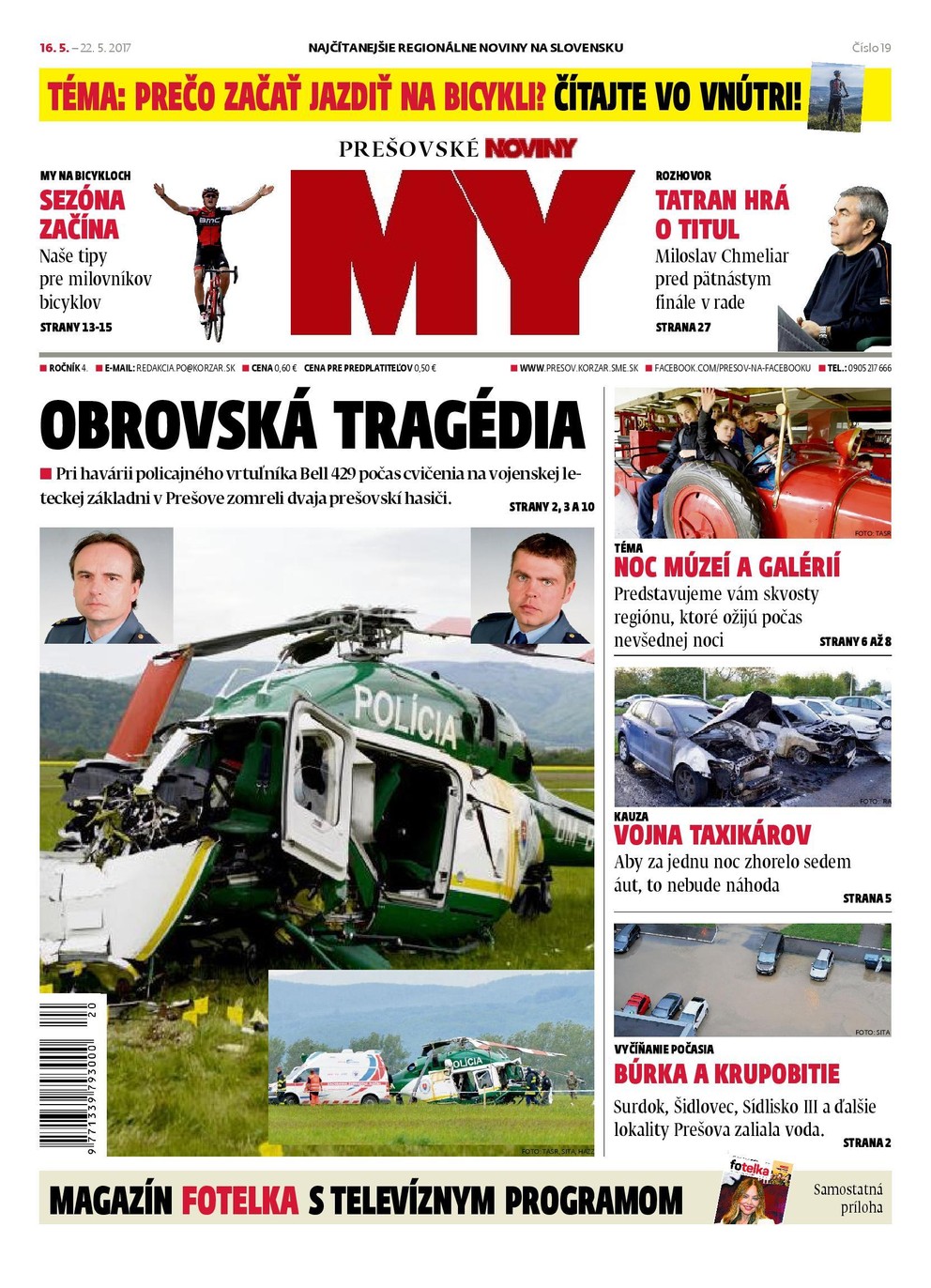 Titulná strana týždenníka MY Prešovské noviny č. 19P2017.